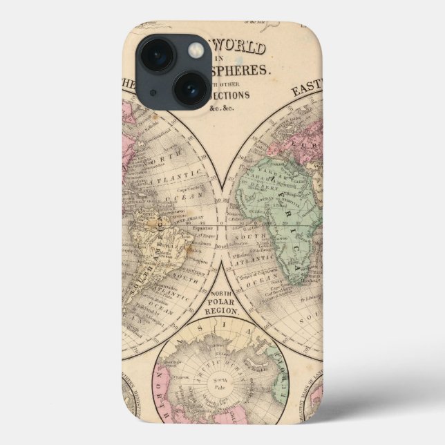 Funda De Case-Mate Para iPhone Mapa de hemisferios mundiales de Mitchell (Reverso)
