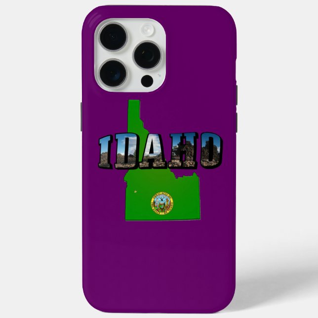 Funda De Case-Mate Para iPhone Mapa de Idaho, Sello y texto de imagen (Reverso )