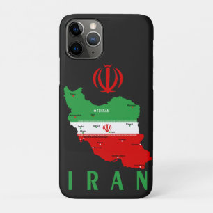 Funda Para iPhone 11 Pro Mapa de Irán con bandera y emblema