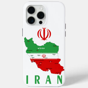 Funda Para iPhone 15 Pro Max Mapa de Irán con bandera y emblema