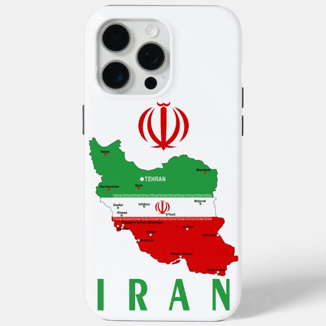 Funda De Case-Mate Para iPhone Mapa de Irán con bandera y emblema (Reverso )