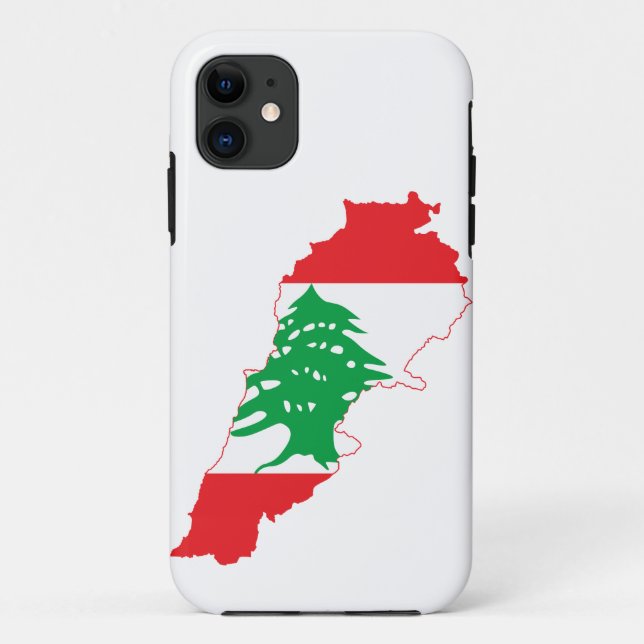 Funda De Case-Mate Para iPhone Mapa de la bandera del Líbano (Reverso)
