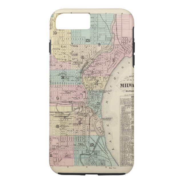 Funda De Case-Mate Para iPhone Mapa de la ciudad de Milwaukee, Milwaukee Co (Reverso)