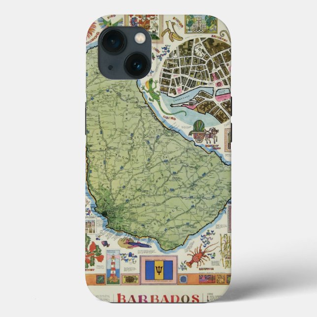 Funda De Case-Mate Para iPhone Mapa de la isla de Barbados (Reverso )