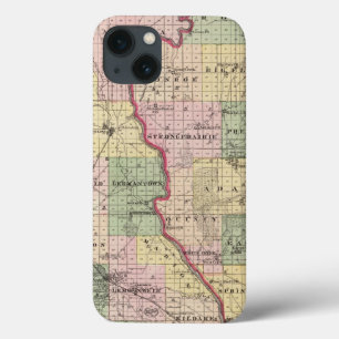 Funda Para iPhone 13 Mapa de los condados de Juneau y Adams