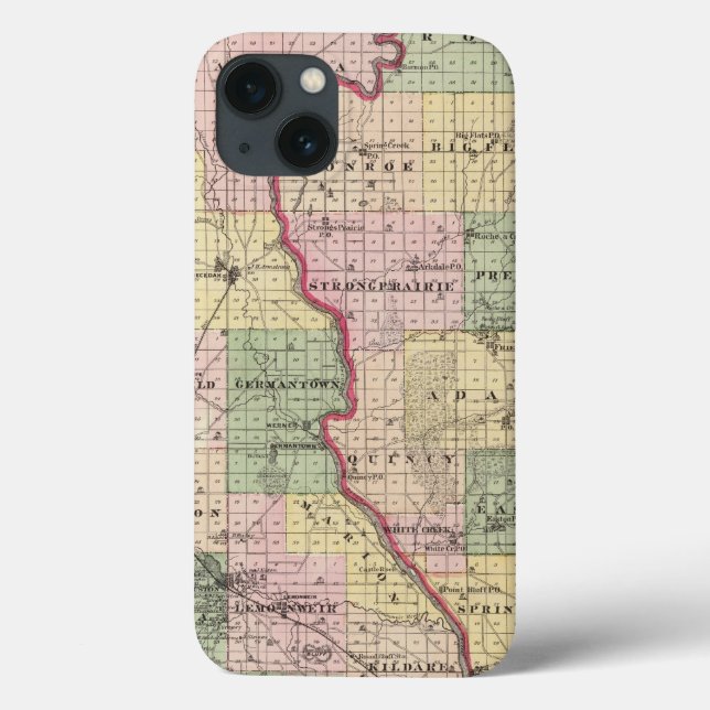 Funda De Case-Mate Para iPhone Mapa de los condados de Juneau y Adams (Reverso)
