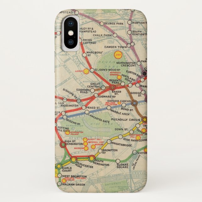 Funda De Case-Mate Para iPhone Mapa de los ferrocarriles de subterráneo de (Reverso)