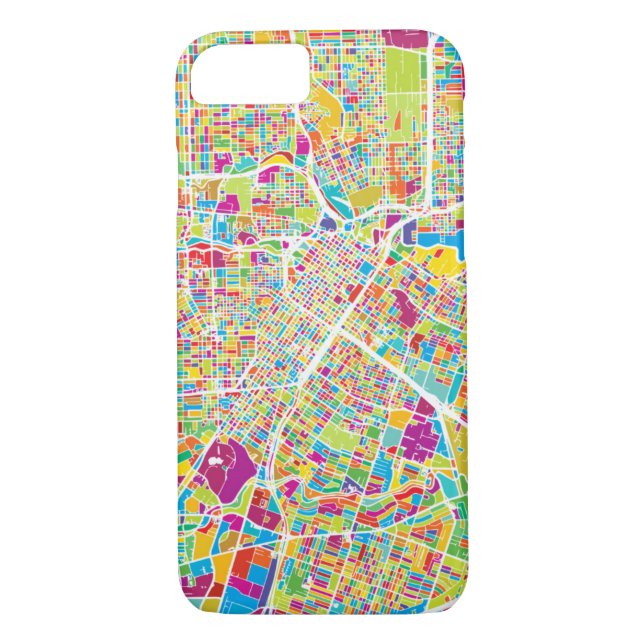 Funda De Case-Mate Para iPhone Mapa de neón de Houston, Tejas el | (Reverso)