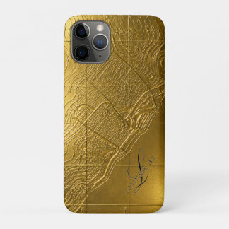 Funda Para iPhone 11 Pro mapa de relieve dorado de Newport Beach