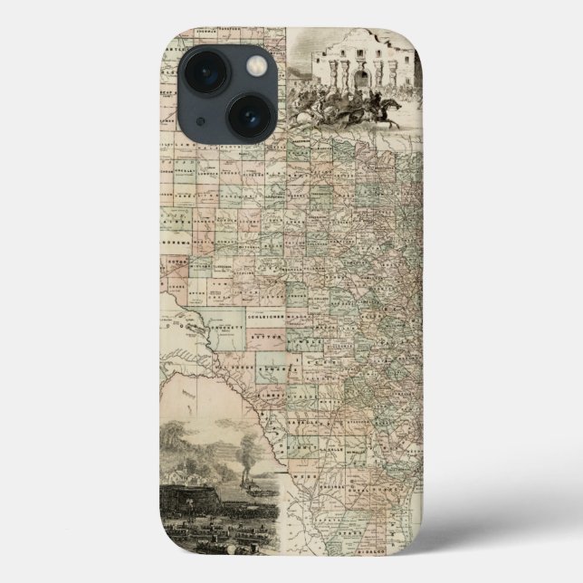 Funda De Case-Mate Para iPhone Mapa de Texas con fronteras del condado (Reverso)