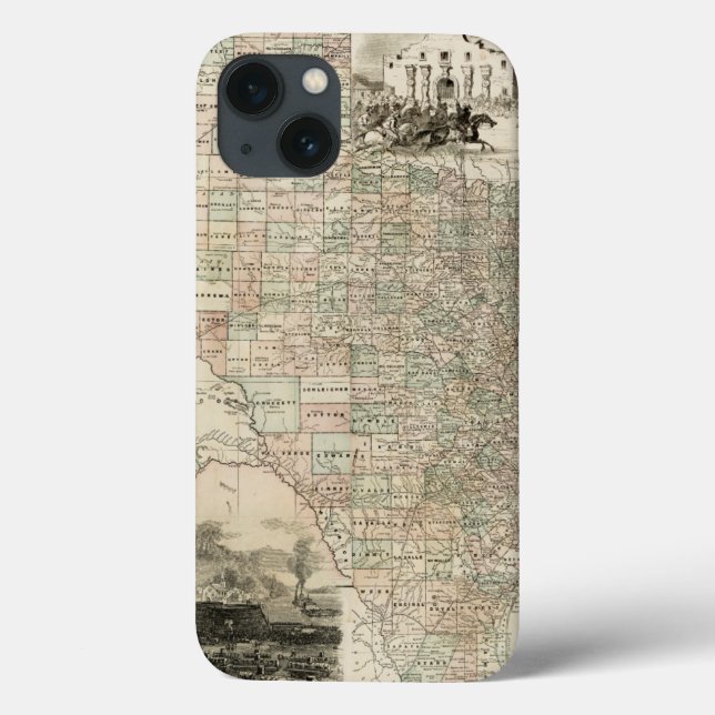 Funda De Case-Mate Para iPhone Mapa de Texas con fronteras del condado (Reverso)