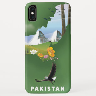 Funda Para iPhone XS Max Mapa de viaje ilustrado de Pakistán.