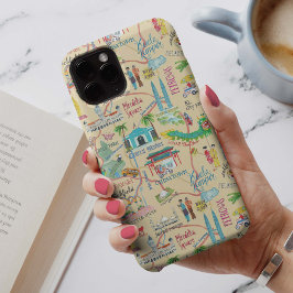 Funda Para iPhone 11 Mapa de viaje ilustrativo amarillo de Kuala Lumpur