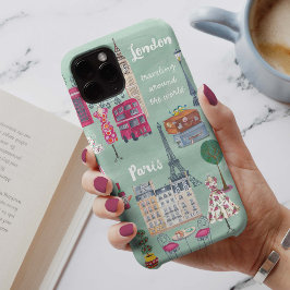 Funda Para iPhone 14 De Case-Mate Mapa de viajes Londres París | Iphone 6 más Funda