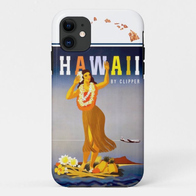 Funda De Case-Mate Para iPhone Mapa de Vintage Hawaii Hula Art Hawaii (Reverso)