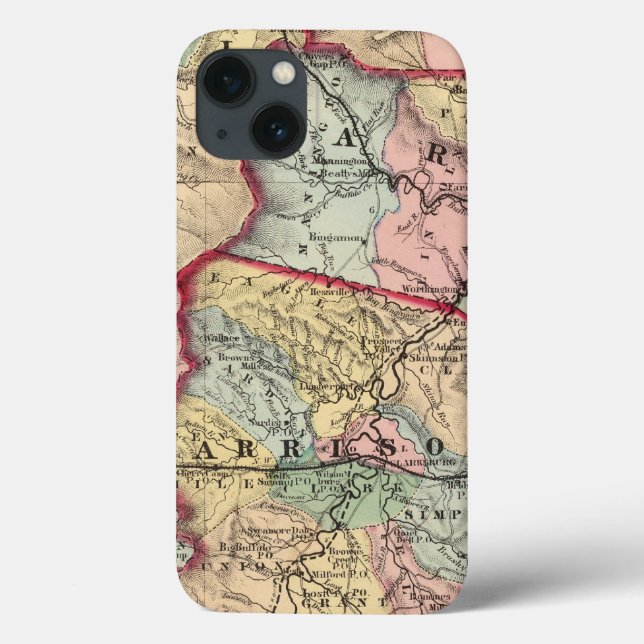 Funda De Case-Mate Para iPhone Mapa de Winfield, Virginia Occidental (Reverso)