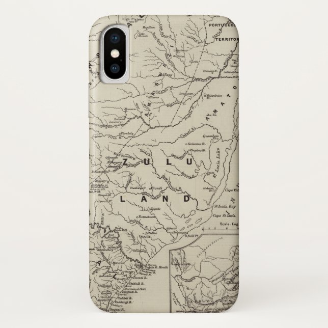 Funda De Case-Mate Para iPhone Mapa de Zululand con las fronteras colindantes (Reverso)