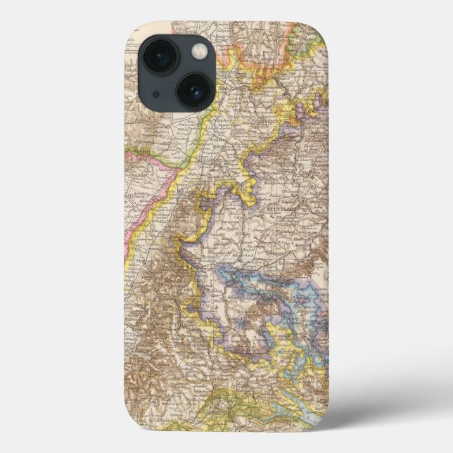 Funda De Case-Mate Para iPhone Mapa del atlas de Baden Alemania (Reverso)