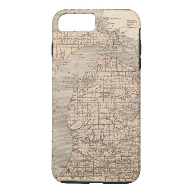 Funda De Case-Mate Para iPhone Mapa del atlas de Michigan (Reverso)