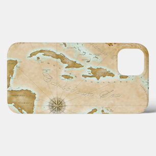 Funda Para iPhone 13 Mapa del Caribe vintage