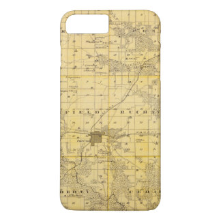 Funda Para iPhone 8 Plus/7 Plus Mapa del condado de Jefferson, estado de Iowa