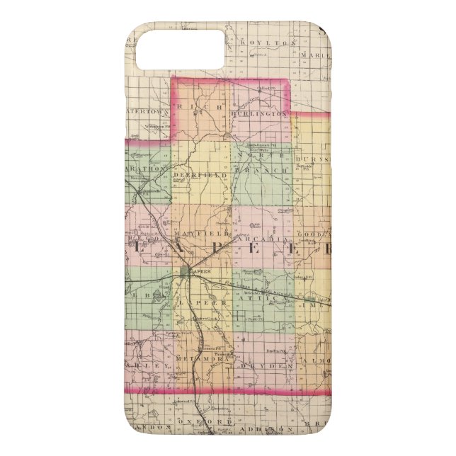 Funda De Case-Mate Para iPhone Mapa del condado de Lapeer, Michigan (Reverso)