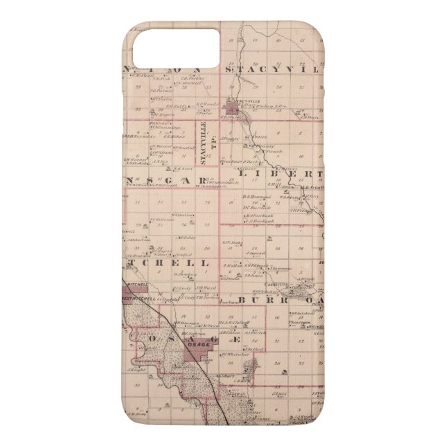 Funda De Case-Mate Para iPhone Mapa del condado de Mitchell, estado de Iowa (Reverso)