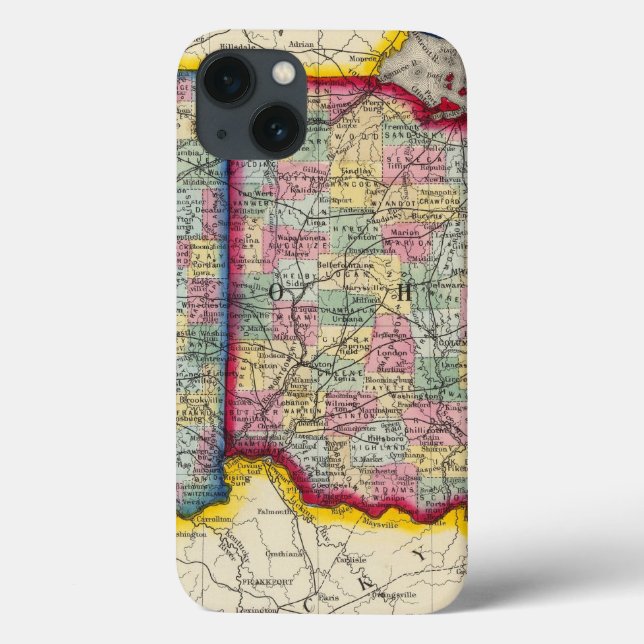 Funda De Case-Mate Para iPhone Mapa del condado de Ohio, y de Indiana (Reverso)