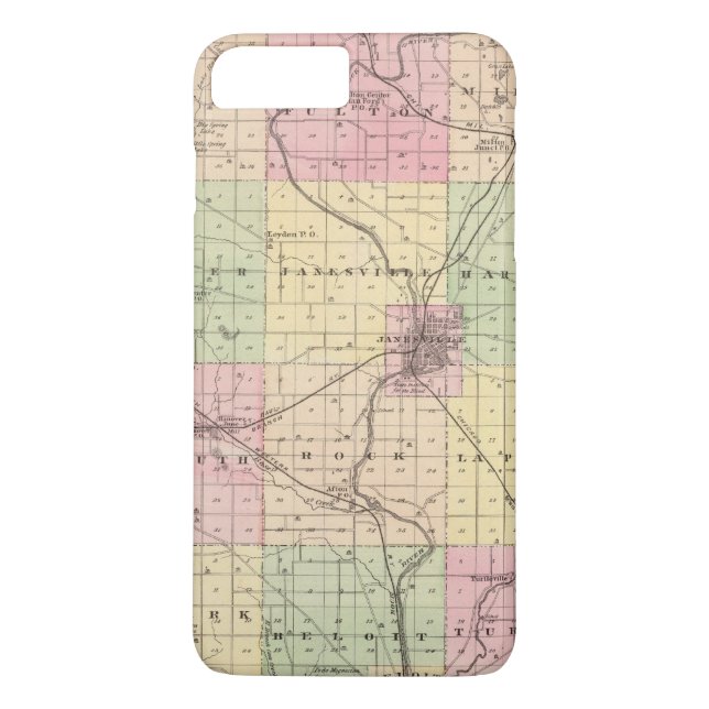 Funda De Case-Mate Para iPhone Mapa del condado de Rock, estado de Wisconsin (Reverso)