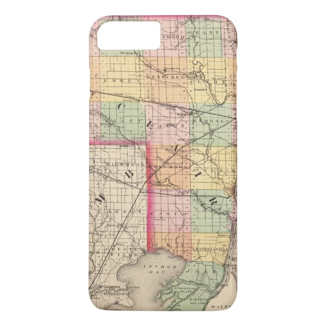 Funda De Case-Mate Para iPhone Mapa del condado del St Clair, Michigan (Reverso)