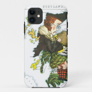 Funda Para iPhone 11 Mapa del dibujo animado del vintage de Escocia