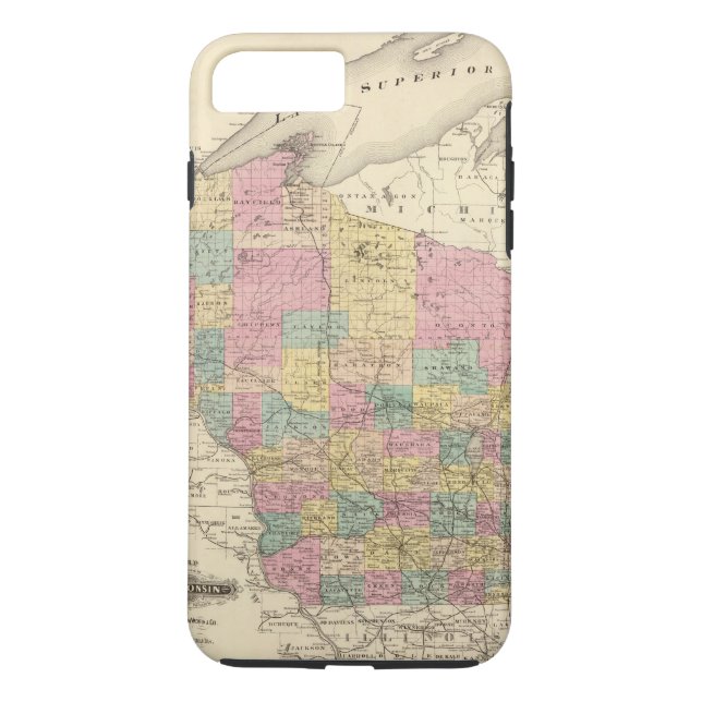 Funda De Case-Mate Para iPhone Mapa del estado de Wisconsin (Reverso)