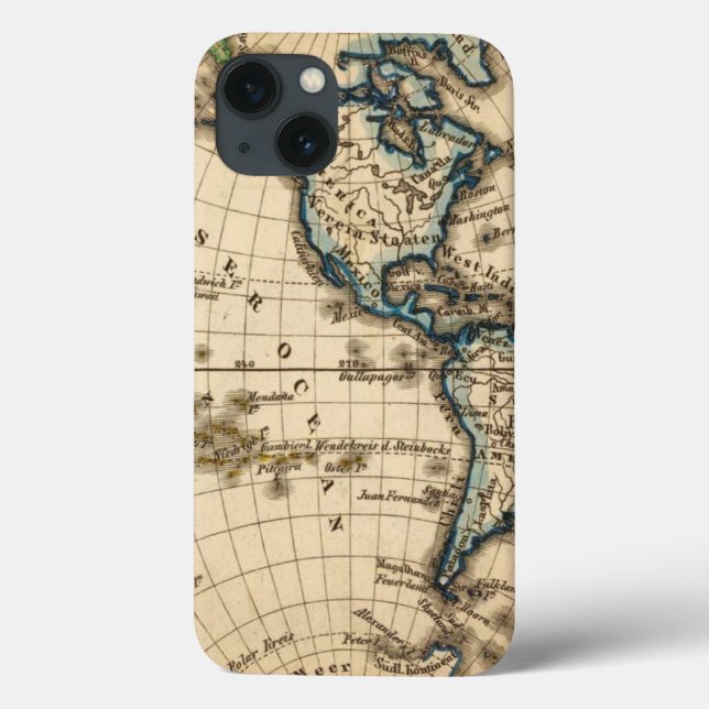 Funda De Case-Mate Para iPhone Mapa del hemisferio occidental grabado (Reverso)