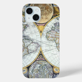 Funda Para iPhone 15 Mapa del Mundo Antiguo, Atlas Maritimus de John Se