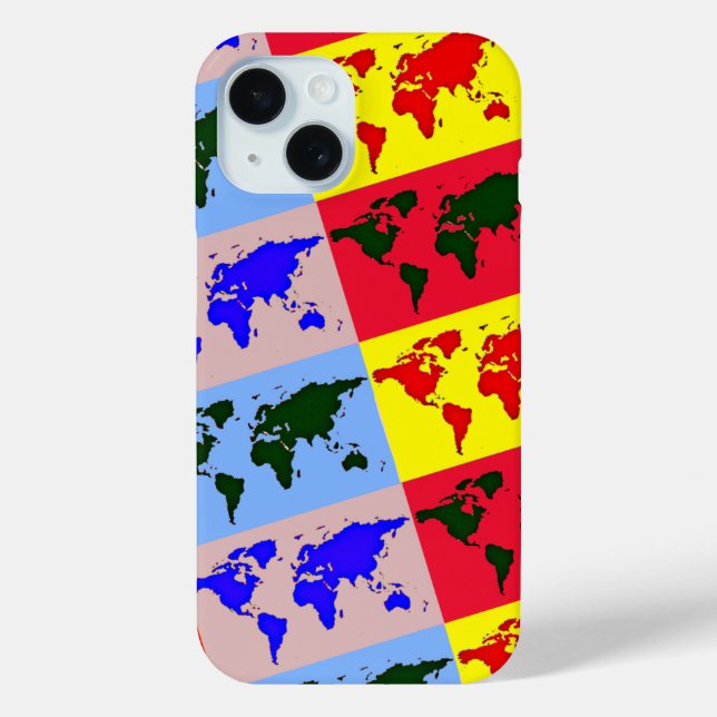 Funda De Case-Mate Para iPhone mapa del mundo del estilo pop (Reverso )