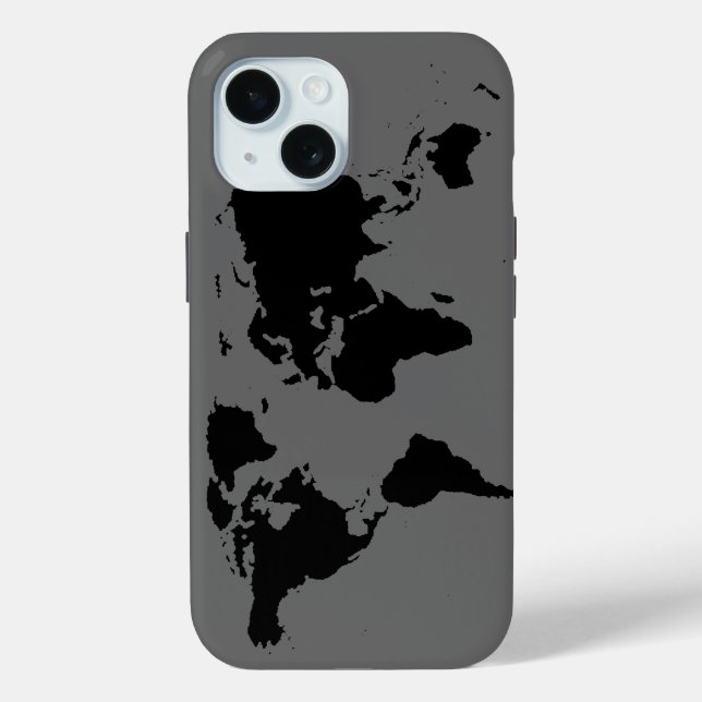 Funda De Case-Mate Para iPhone Mapa del mundo gris negro (Reverso )