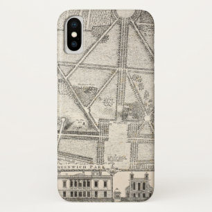 Funda Para iPhone X Mapa del parque de Greenwich