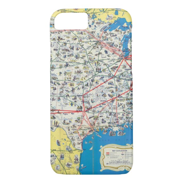 Funda De Case-Mate Para iPhone Mapa del sistema de American Airlines (Reverso)