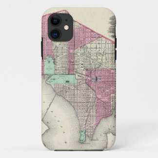 Funda Para iPhone 11 Mapa del vintage de C.C. de Washington (1866)