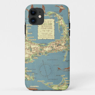 Funda Para iPhone 11 Mapa del vintage de Cape Cod (1940)