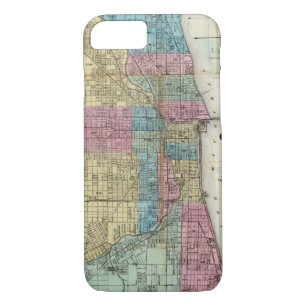 Funda Para iPhone 8/7 Mapa del vintage de Chicago (1869)