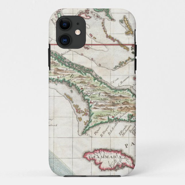 Funda De Case-Mate Para iPhone Mapa del vintage de Cuba y de Jamaica (1763) (Reverso)