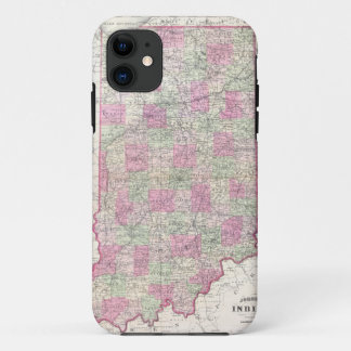 Funda Para iPhone 11 Mapa del vintage de Indiana (1864)
