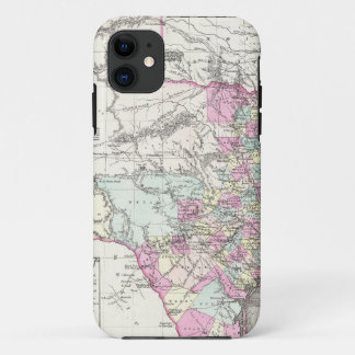 Funda Para iPhone 11 Mapa del vintage de Tejas (1855)
