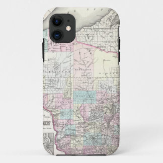 Funda Para iPhone 11 Mapa del vintage de Wisconsin (1855)