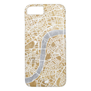 Funda Para iPhone 8/7 Mapa dorado de la ciudad de Londres