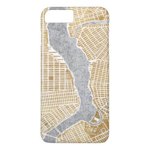 Funda Para iPhone 8 Plus/7 Plus Mapa dorado de la ciudad de Nueva York