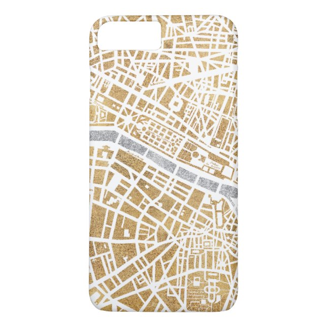 Funda De Case-Mate Para iPhone Mapa dorado de la ciudad de París (Reverso)