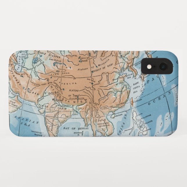 Funda De Case-Mate Para iPhone Mapa físico de Asia (1916) (Reverso (horizontal))
