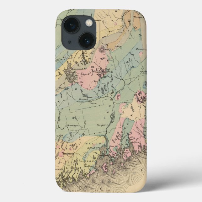 Funda De Case-Mate Para iPhone Mapa geológico de Maine (Reverso)